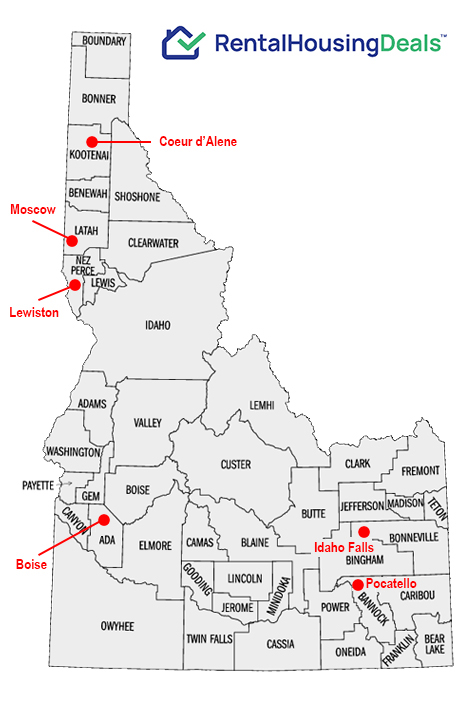 Map of Idaho counties